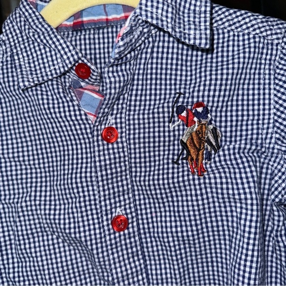 Polo Ralph Lauren button down shirt toddler baby boy embroidered gingham horse - Picture 2 of 6